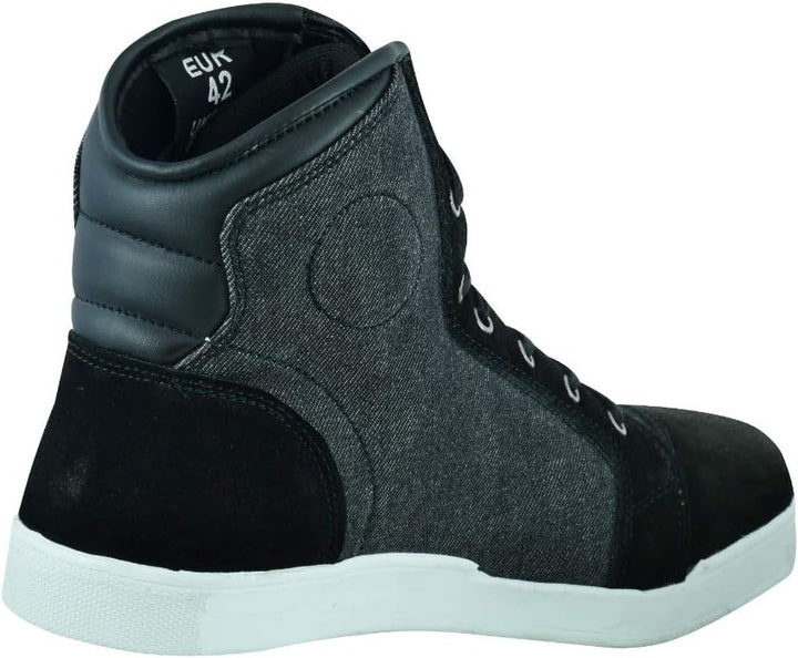 Jet Motorradschuhe Motorradstiefel Herren Beiläufig Protektoren Wasserdicht Denim Leder 44 EU Schwar
