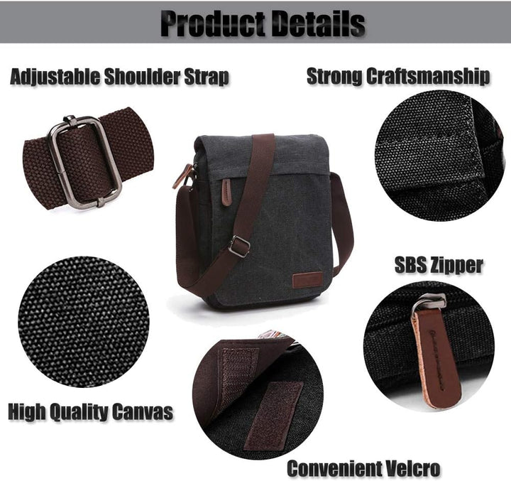 LOSMILE Herren Umhängetaschen, Leinwand Schultertaschen, Laptoptasche,Schulranzen, für Schule und Ar
