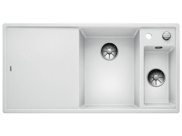BLANCO AXIA III 6 S | SILGRANIT weiss | Einbauart: Einbau von Oben | Hauptbecken rechts | mit Holzsc