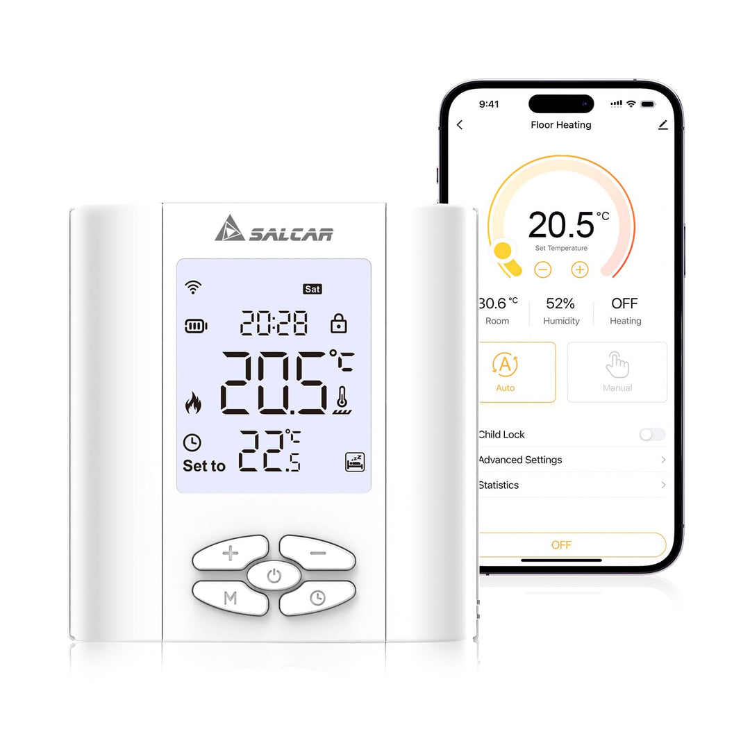 SALCAR Smart Thermostat Boiler WLAN Heizungsthermostat T5W WiFi Raumthermostat mit Luftfeuchtigkei T