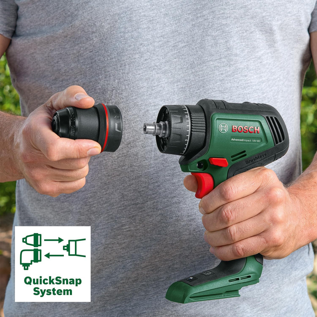 Bosch Akku-Bohrschrauber AdvancedDrill 18V-80 QuickSnap (zum Bohren und Schrauben; mit Winkel-, Exze