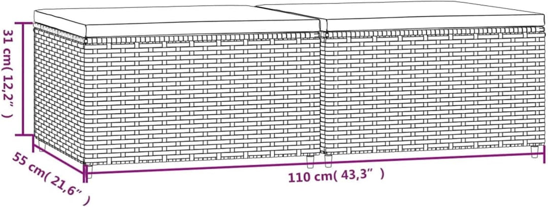 Tidyard 2 STK. Gartenhocker Fusshocker Sitzhocker Hocker Fussschemel Ottomane Gartenmöbel Kissen Pol
