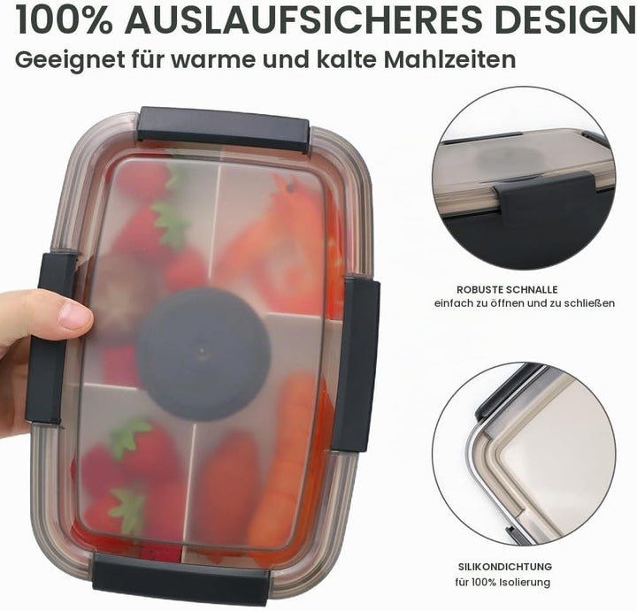 Bugucat Lunchbox Erwachsene 2000ML 2 Set,Auslaufsichere Brotdose Erwachsene Bento Box mit Fächern fü