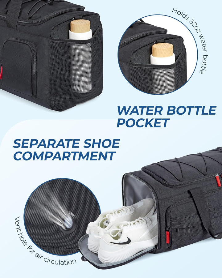 BAGSMART Sporttasche Damen und Herren, Sporttasche mit Schuhfach und Nassfach wasserdichte Gym Bag R