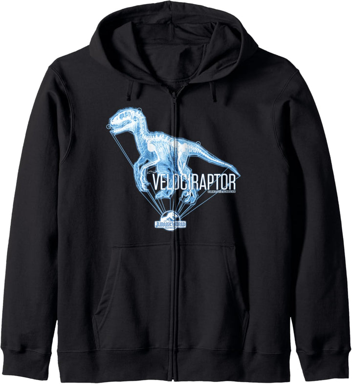 Jurassic World Velociraptor Hologramm Titel Logo Kapuzenjacke