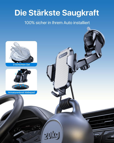 andobil Handyhalterung Auto [ 2024 Neueste Saugnapf ] 3 in 1 Saugnapf & Lüftung Halter Universale KF