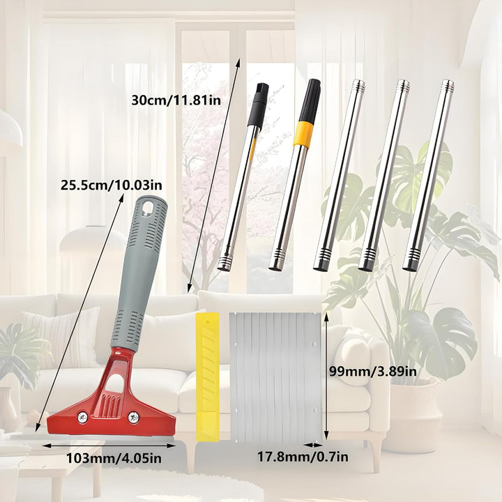 Tapetenentferner Kit,Pole Scraper(Verstellbar Von 75-155cm),Tapetenschaber Mit Gummigriff,Tapetenkra