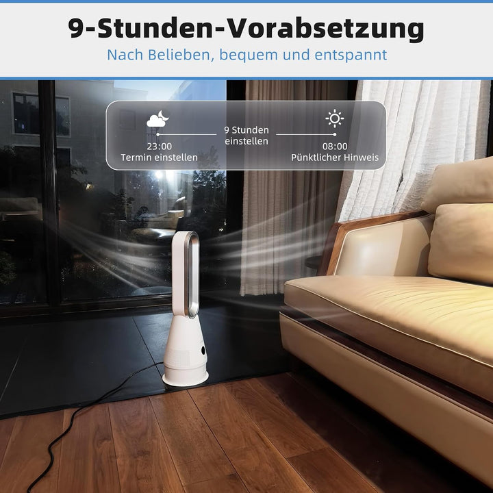 JF-500 Turmventilator mit Heizung, Kühlung, Luftreiniger, 120° Oszillation, Fernbedienung