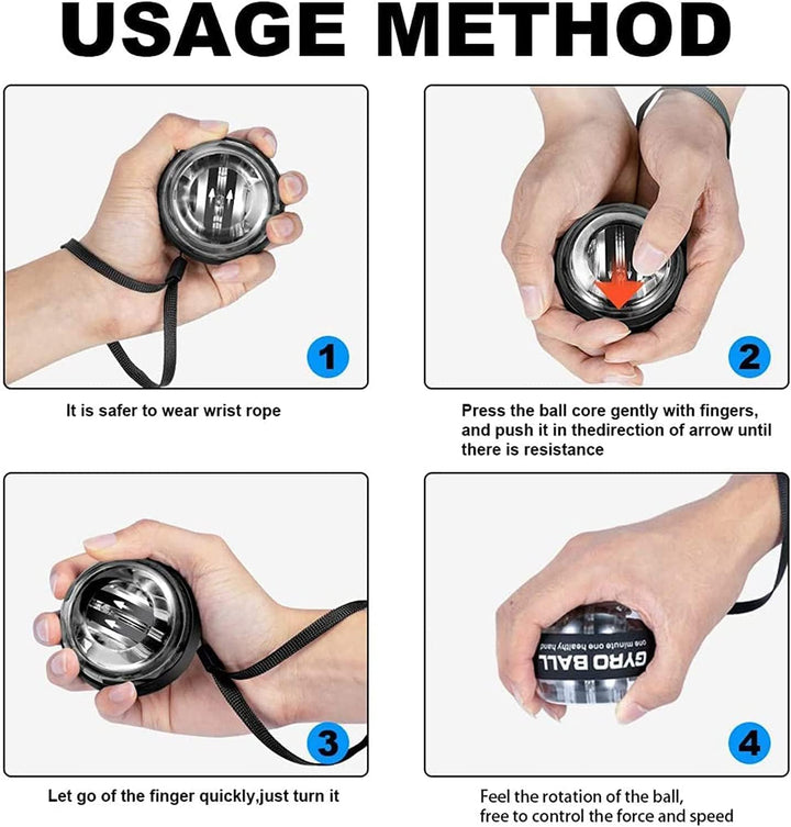 Handgelenk Trainerball,Gyro Handtrainer, Handtrainer, Unterarmtrainer und Muskeltrainer, Fitnessgerä
