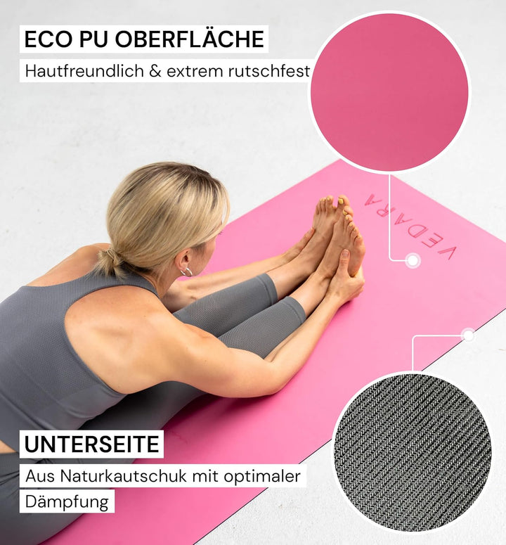 VEDARA® Yogamatte | 66-80 cm breit | Extrem Rutschfest & Gute Dämfpung | Hautfreundlich | Aus ECO PU