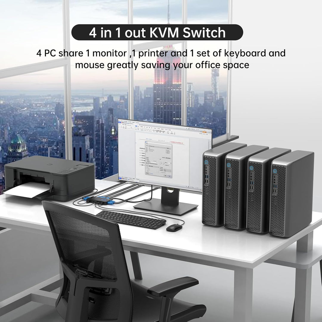 MT-VIKI 4K60Hz HDMI KVM Switch 4 port 4 PC 1 Monitor unterstützt Tastatur, Maus und Lautsprecher ink