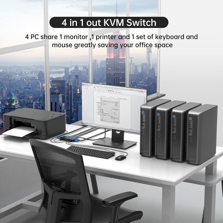 MT-VIKI 4K60Hz HDMI KVM Switch 4 port 4 PC 1 Monitor unterstützt Tastatur, Maus und Lautsprecher ink