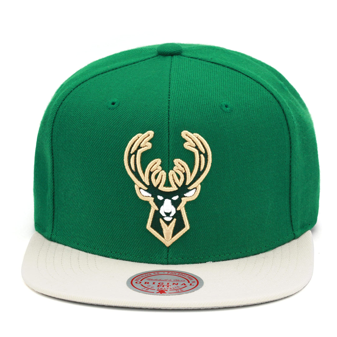 Mitchell & Ness Snapback Cap NBA Wool 2 Tone Milwaukee Bucks Green/beige