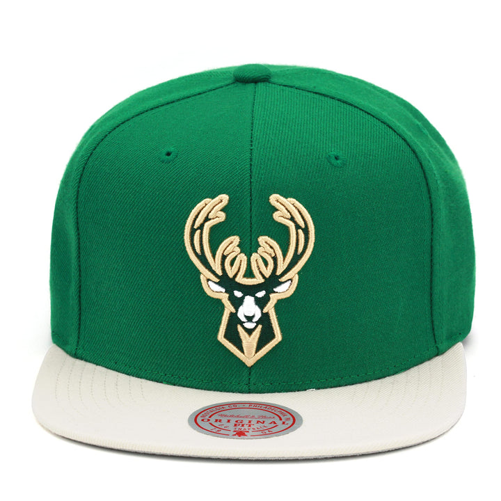 Mitchell & Ness Snapback Cap NBA Wool 2 Tone Milwaukee Bucks Green/beige