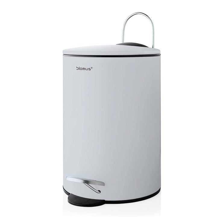 blomus -TUBO- Treteimer aus pulverbeschichtetem Stahl, Moon-Grey, 3L Fassungsvermögen, Smart-Close-S