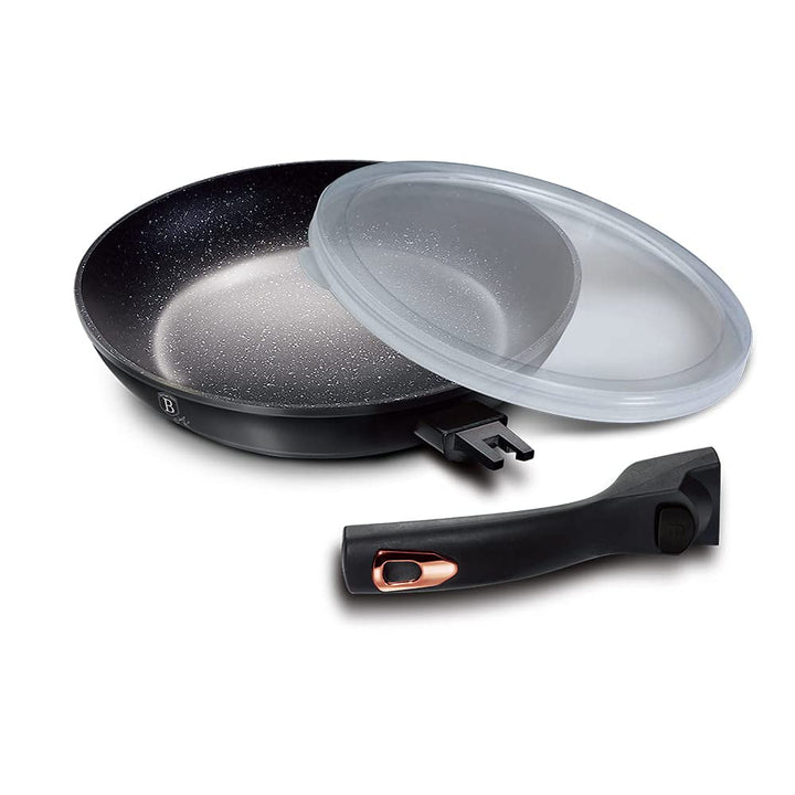 Granit Pfanne Bratpfanne mit abnehmbarem Griff 28cm Induktion BERLINGER HAUS Black Rose Line BH-1952