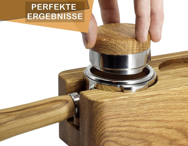 Clara Coffee Tamperstation 58mm | Tamper Station aus Schönem Eichen Holz Für Siebträger: Durch Gutes