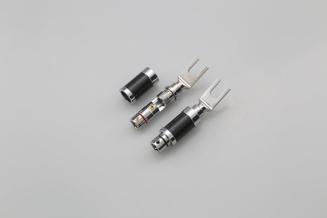 Tertullus 4 Stücke High End Kabelschuhe Gabelstecker Klemmen Verbinder Carbon Gabelweite 8,0 mm Voll