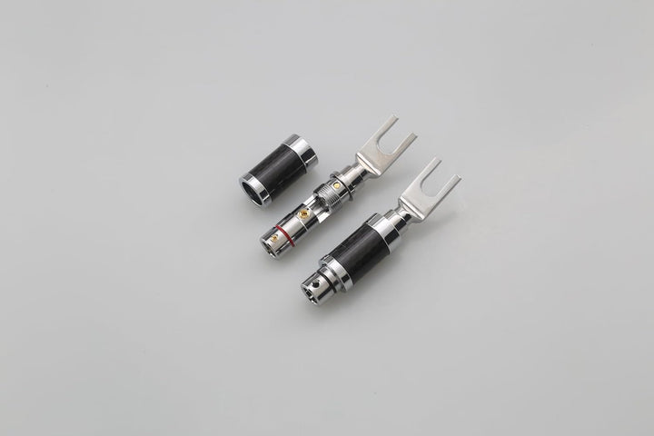 Tertullus 4 Stücke High End Kabelschuhe Gabelstecker Klemmen Verbinder Carbon Gabelweite 8,0 mm Voll
