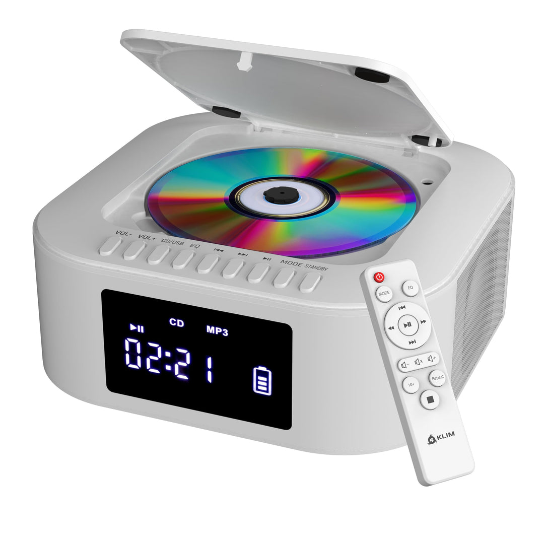 KLIM Boombox E1 Radio mit CD Player - BASS Boost mit Tieftöner - FM, MP3, Bluetooth, AUX, USB, Kompa
