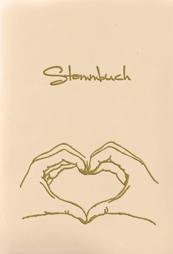 Stammbuch Hand MIT Herz - Stammbuch für die Hochzeit aus hochwertigen Velours und in buchbinderische