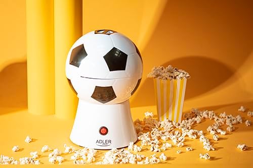 ADLER AD4479 AD 4479 Popcornmaschine aus Mais, Heissluft ohne Öl, Fussballform, elektrisch, 1200 W,