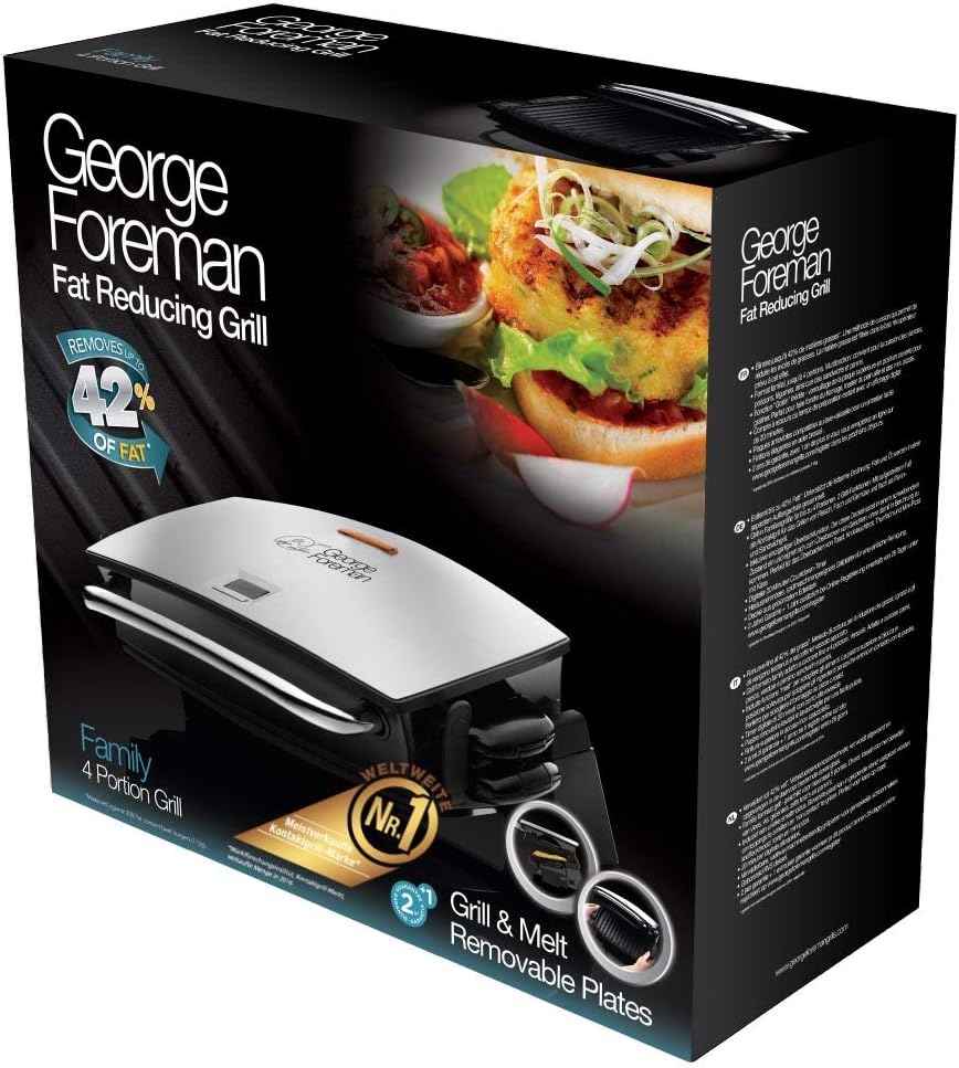 George Foreman 14525-56 Fitnessgrill Grill&amp;Melt, Kontaktgrill, Panini- und Sandwichgrill, 26,5 x 16
