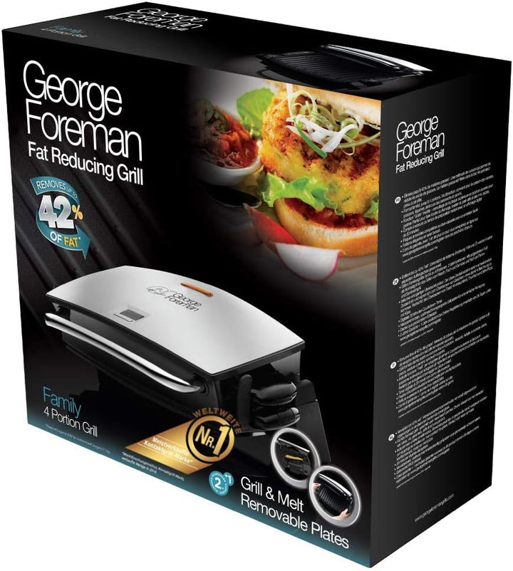 George Foreman 14525-56 Fitnessgrill Grill&amp;Melt, Kontaktgrill, Panini- und Sandwichgrill, 26,5 x 16