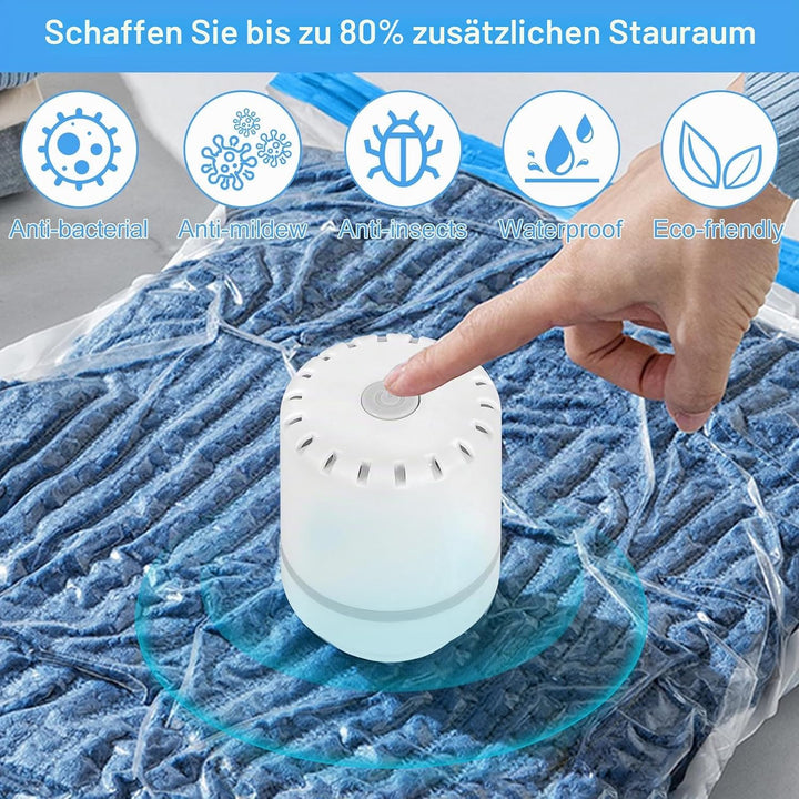 Vakuumbeutel für Kleidung mit Elektrischer Luftpumpe, Vakuumbeutel 12 Stück 3 x Jumbo, 3 x Gross, 3