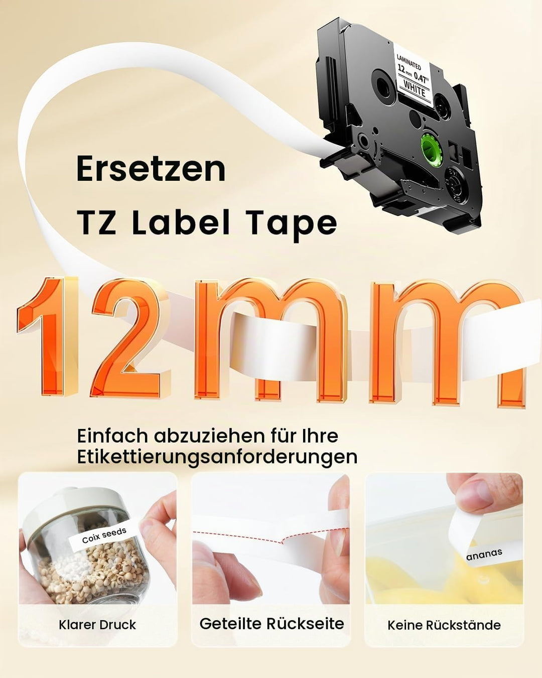 MarkField 5x H110 H107 Schriftband Kompatibel mit Brother P-Touch Bänder 12mm TZe-231 Tze231 12mm 0.