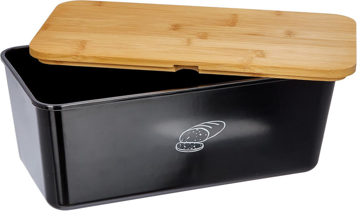 KESPER | Brotbox, Material: Melamin, Bambus, Masse: B: 34 x T: 18 x H: 14 cm, Farbe: Schwarz, Braun