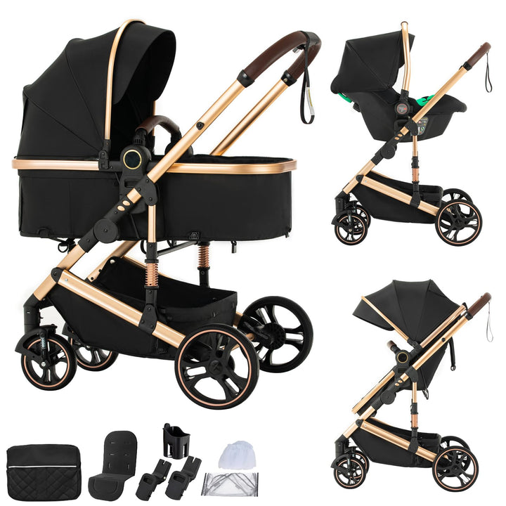 BEBBY 3-in-1 Kinderwagen KombiKinderwagen-Set 2-in-1 Buggy faltbar Luxus Hochlandschaft Neugeborenes