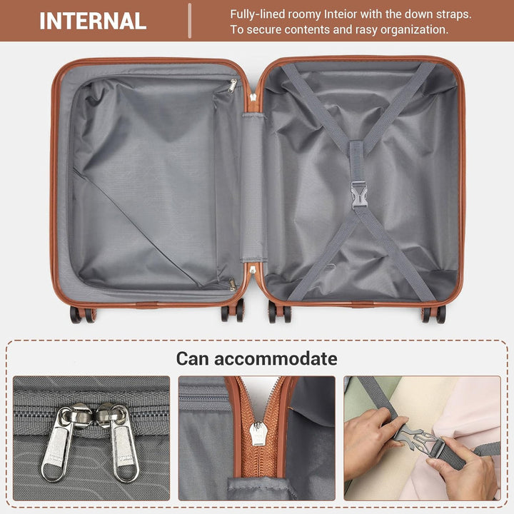 KONO Handgepäck Koffer ABS+PC Hartschalenkoffer, Kabinenkoffer 52x38x21 cm für Lufthansa & Eurowings
