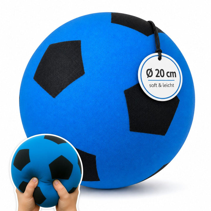 alldoro Schaumstoffball, Ø 20 cm, extra weiche Softbälle, Fussball für Kinder ab 0 Jahren, leise & l