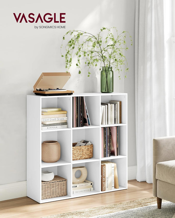 VASAGLE Bücherschrank, Bücherregal, mit 9 Fächern, Büroregal, Würfelregal, Standregal, für Wohnzimme