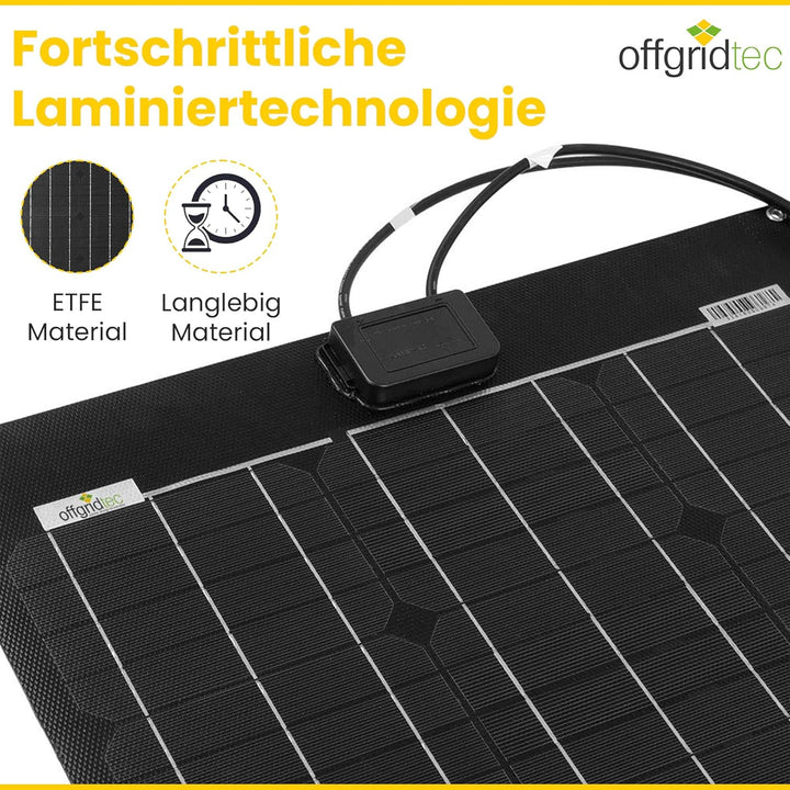 Offgridtec PCB-ETFE Semiflexibles Solarmodul 39V 50W Marine Wohnmobil Solarpanel, 50W