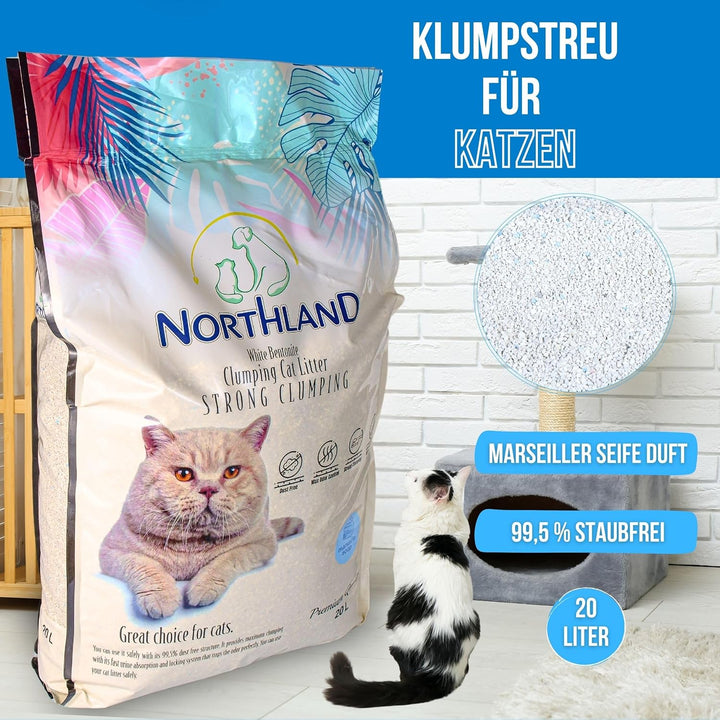 Katzenstreu Marseiller Seife Duft 20L | 100% Natürlich & 99,5% Staubfrei | Extra Stark Klumpend & Ge