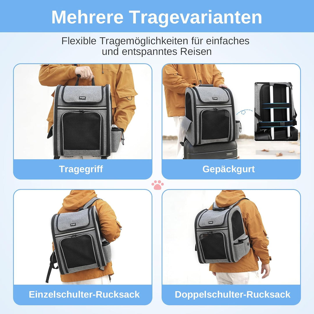 Dogat Erweiterbar Katzenrucksack mit Netzfenster, Tragbare und Faltbare Haustier Rucksack mit Innere