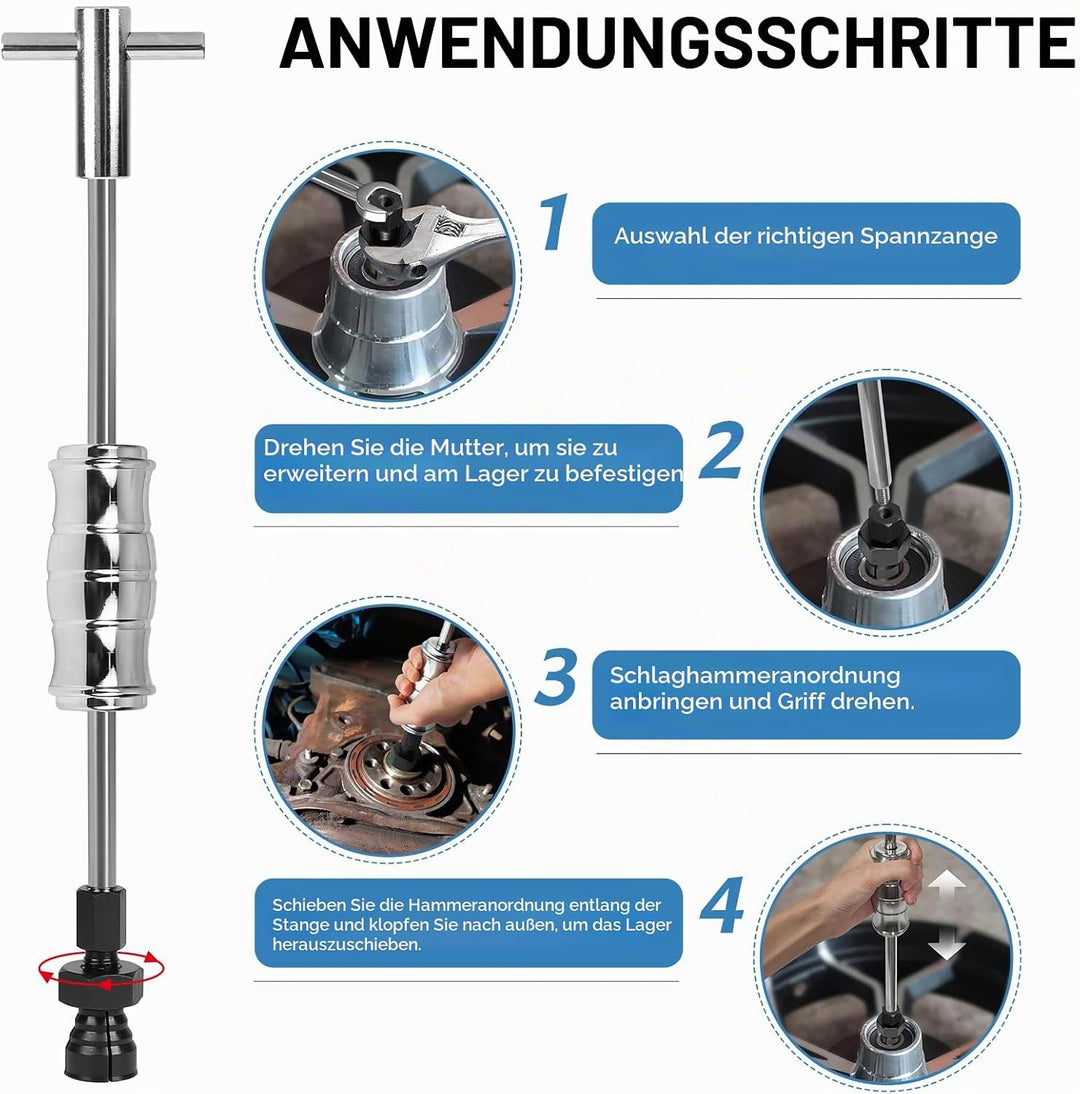 12 TLG Lagerabzieher 8-32 mm Sackloch Innenlager Abzieher Lager Abzieher Set mit Gleithammer und Erw