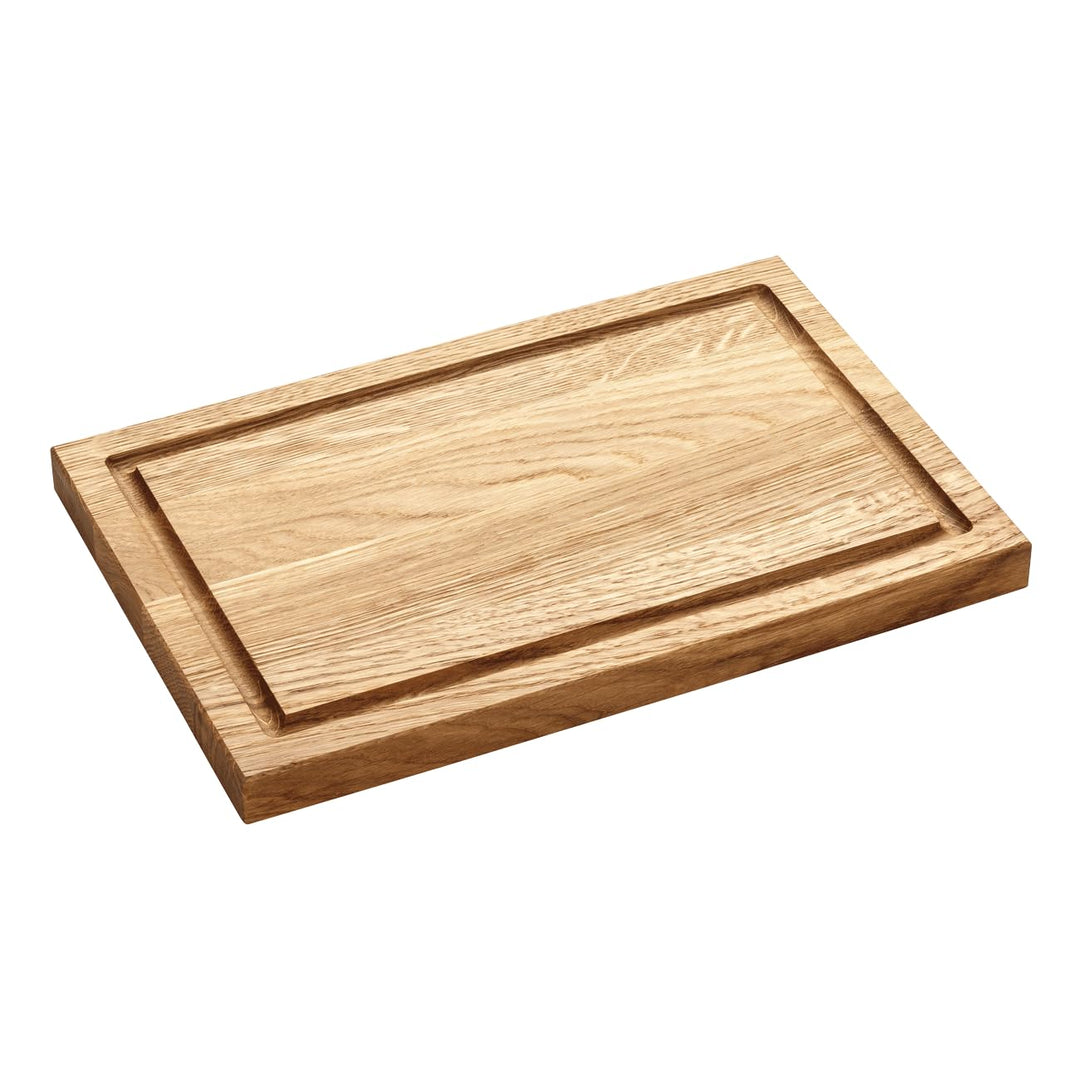 Holzschneidebrett rechteckig klein, Schneidebrett für die Küche, aus robuster Eiche, Masse: 30 x 20