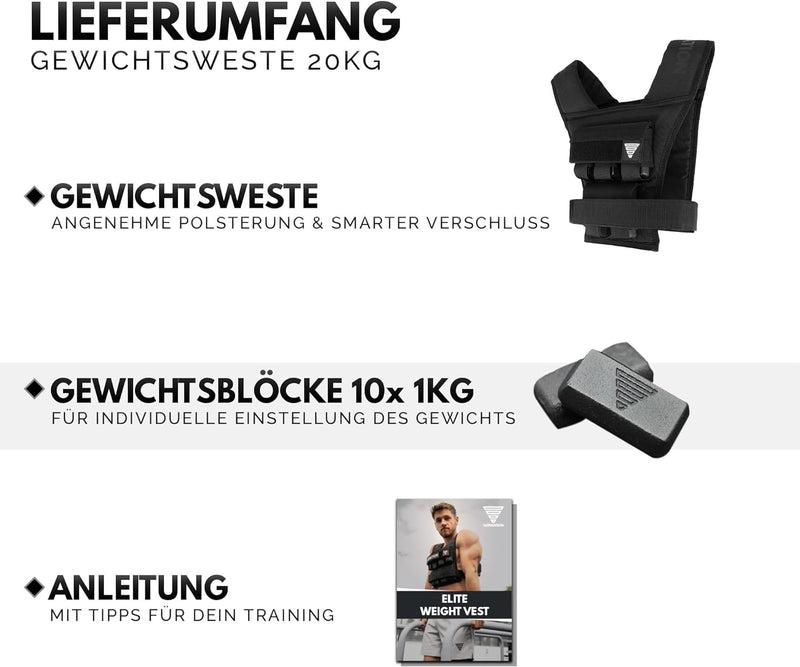 GORNATION® 10kg Gewichtsweste | Kompakte & verstellbare Gewichte für Fitness, Calisthenics & Krafttr