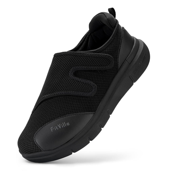 FitVille Diabetiker Schuhe Herren Extra Weite Einstellbar Walking Schuhe für Fussschwellung erweiter