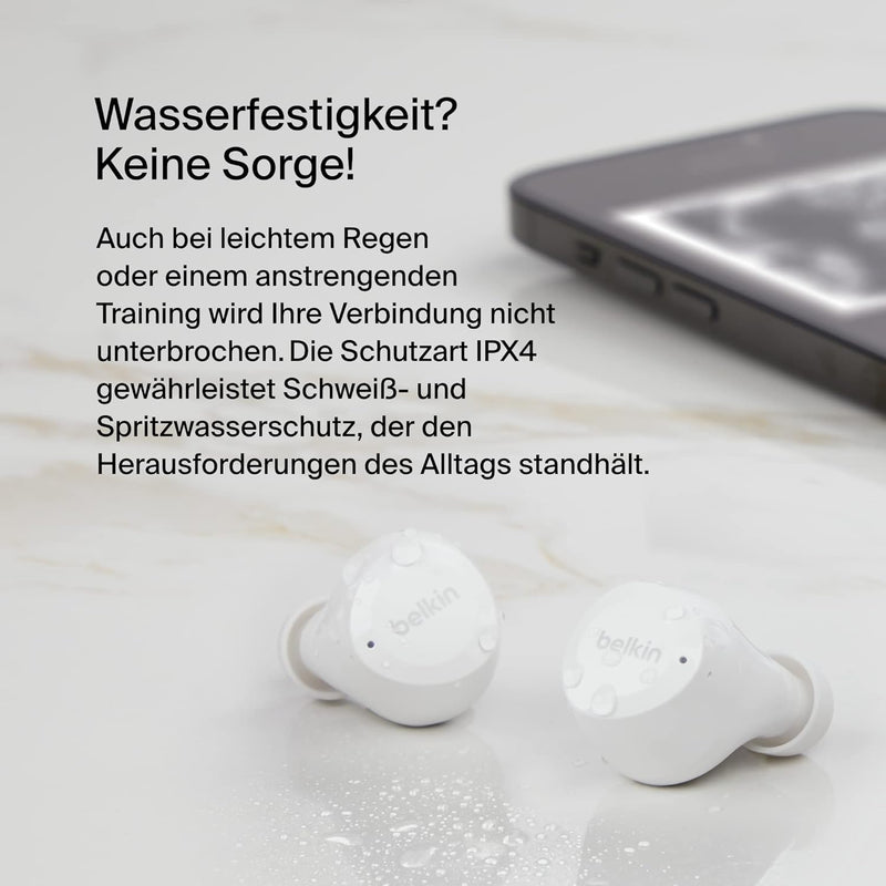 Belkin SoundForm Bolt True Wireless In-Ear-Kopfhörer, kabelloser Kopfhörer mit Mikrofon, Akkulaufzei