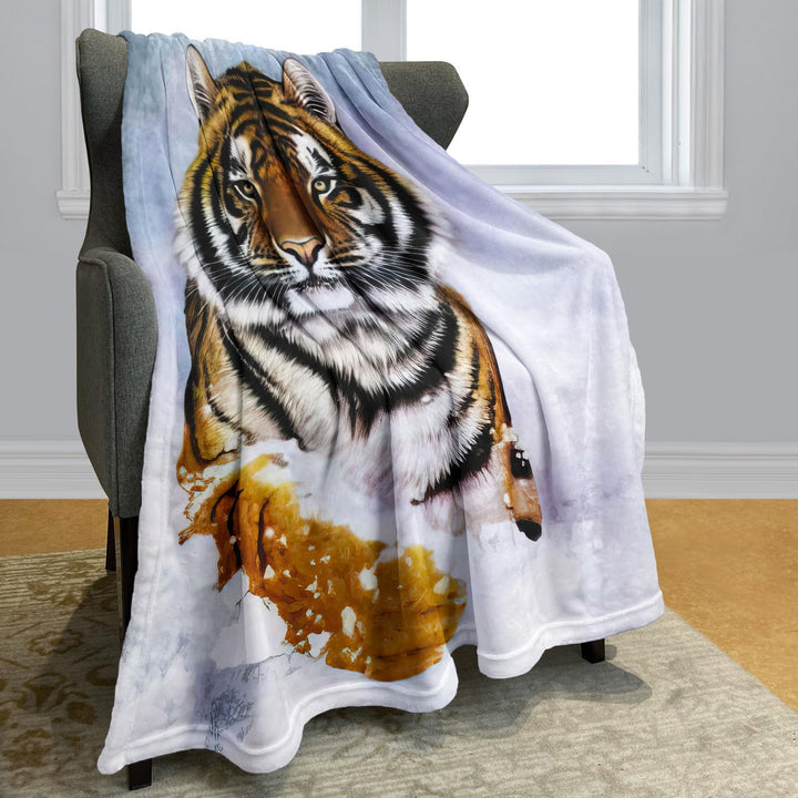 YISUMEI Decke 150x200 cm Kuscheldecken Sanft Flanell Weich Fleecedecke Bettüberwurf Tiger im Schnee