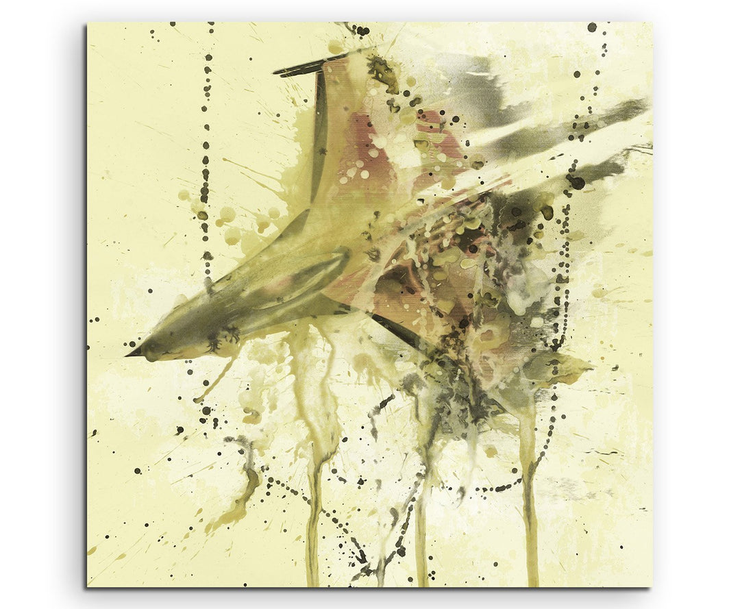 F16_Aircraft_60x60cm Splash Art Paul Sinus Aquarell, Gemälde, Kunstbild auf Leinwand