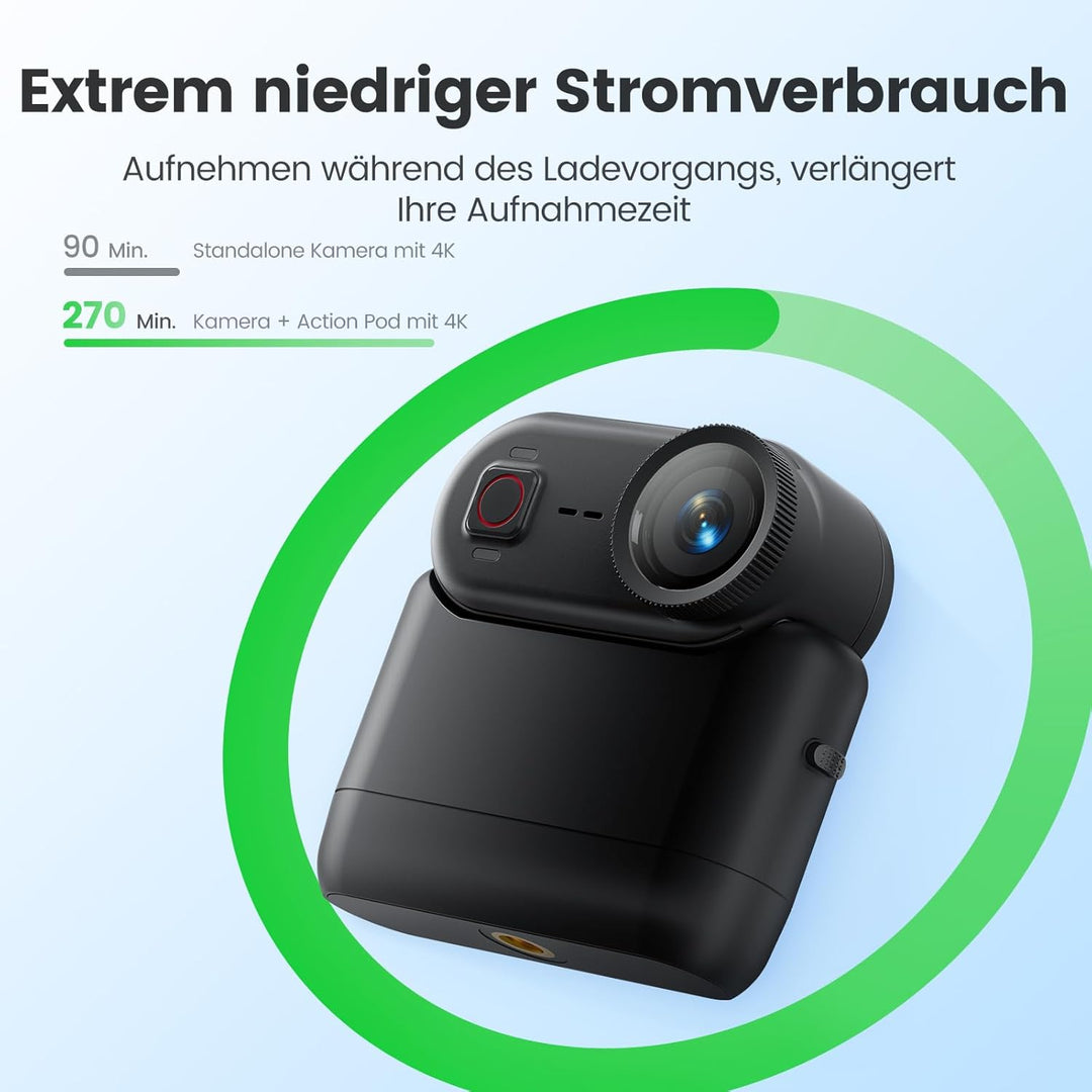 4K 30FPS Vlog Kamera, 64GB POV-Kamera, 10m wasserdicht Bodycam, Mini-Action cam mit 6 Achsen Stabili