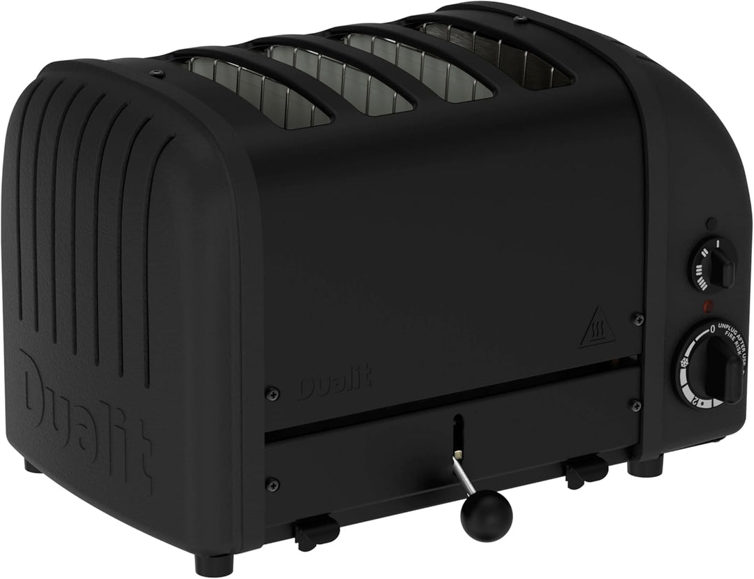 Dualit NEWGEN Premium Toaster 4 Scheiben Schwarz, handgefertigter Edelstahl Toaster Retro, ProHeat®-