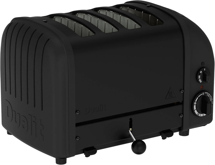 Dualit NEWGEN Premium Toaster 4 Scheiben Schwarz, handgefertigter Edelstahl Toaster Retro, ProHeat®-