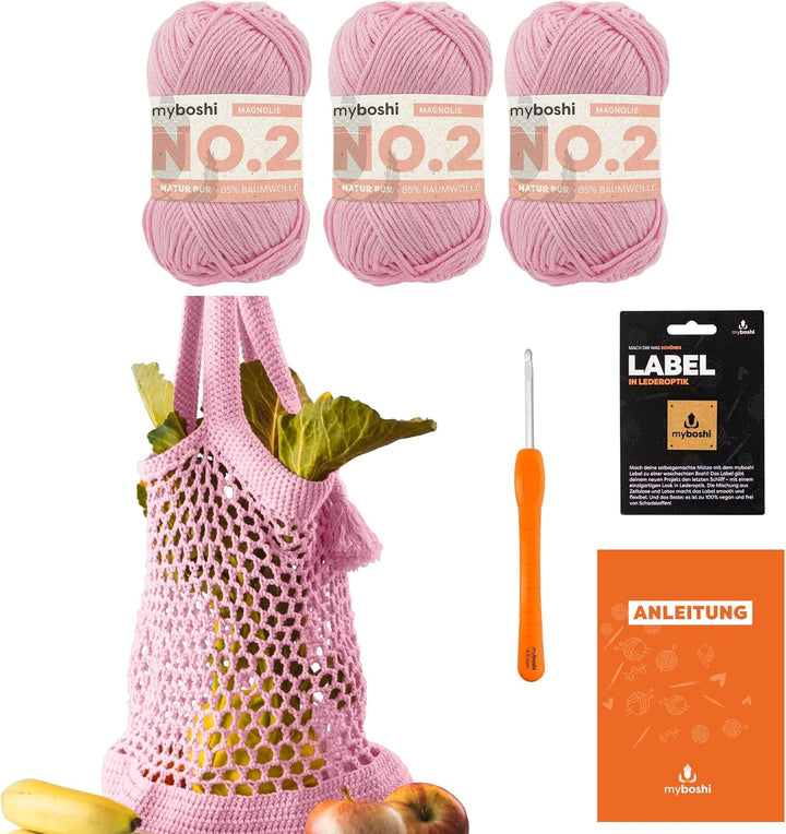 myboshi Häkelset Einkaufstasche noplasticbag, inkl. No.2 Wolle, Nadel und Anleitung, Häkelpaket, 85%