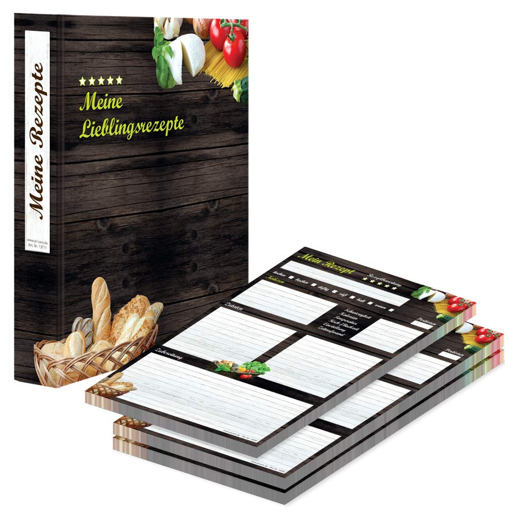 PRICARO Rezeptordner mit Rezeptblock "Mediterran", A4